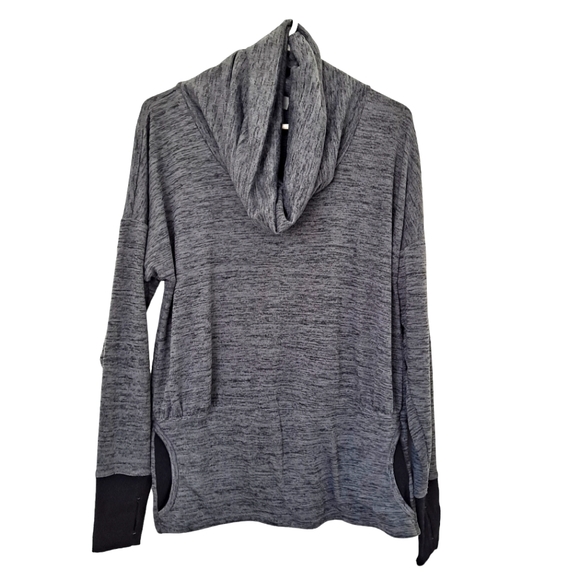 Athleta Women's Heathered Gray Athletic Sport Draped Cowl Neck Sweatshirt szM - Picture 1 of 8